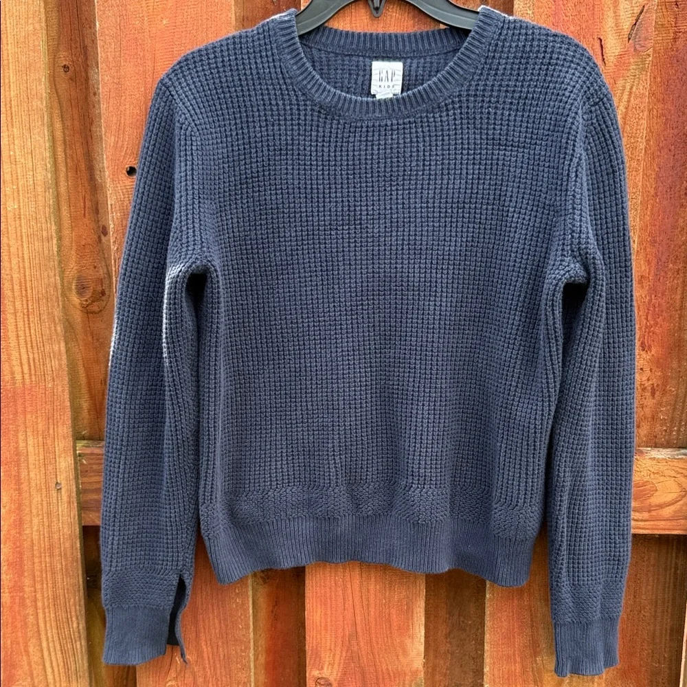 Gap Kids Navy Blue Shaker Stitch Knit Crewneck Sweater XL 12-13